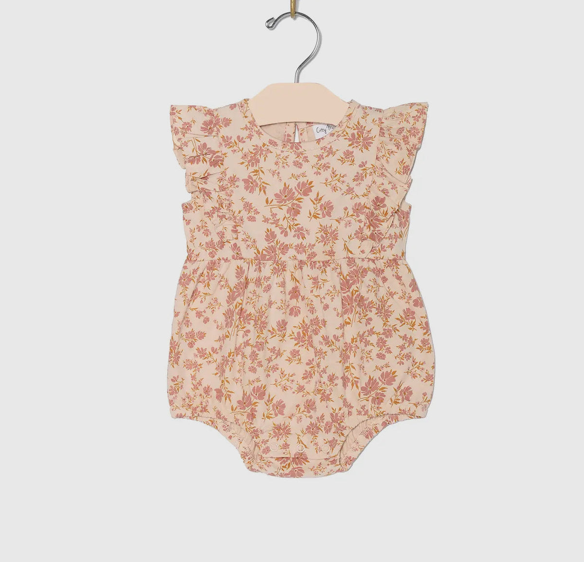City Mouse Flutter Front Romper- Blush Floral