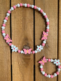 Wooden Butterfly and Daisy Necklace Set