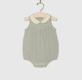City Mouse Round Collar Romper- Steel Stripe