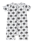 Bamboo Shorty Romper  | Palm Style White