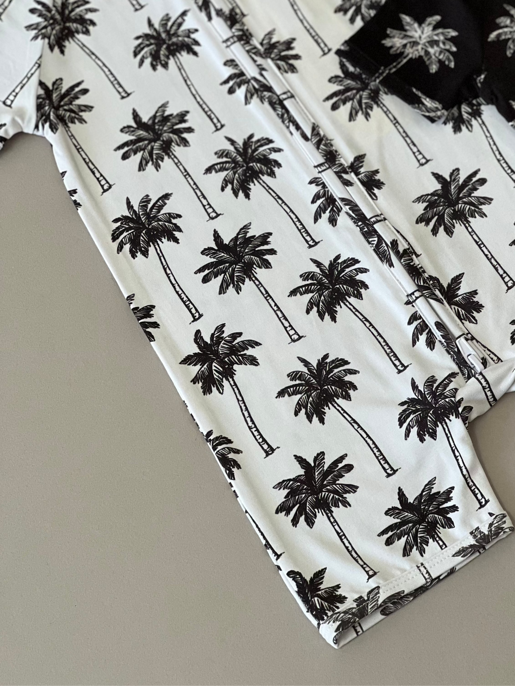 Bamboo Shorty Romper  | Palm Style White