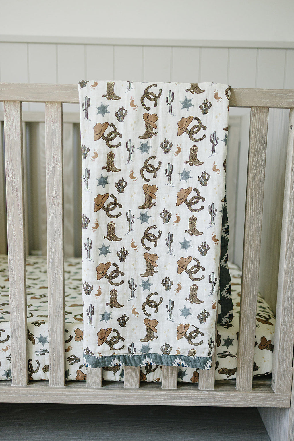 Outlaw Cowboy Muslin Crib Sheet