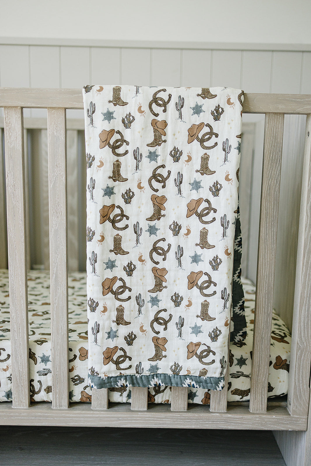 Outlaw Cowboy Muslin Crib Sheet