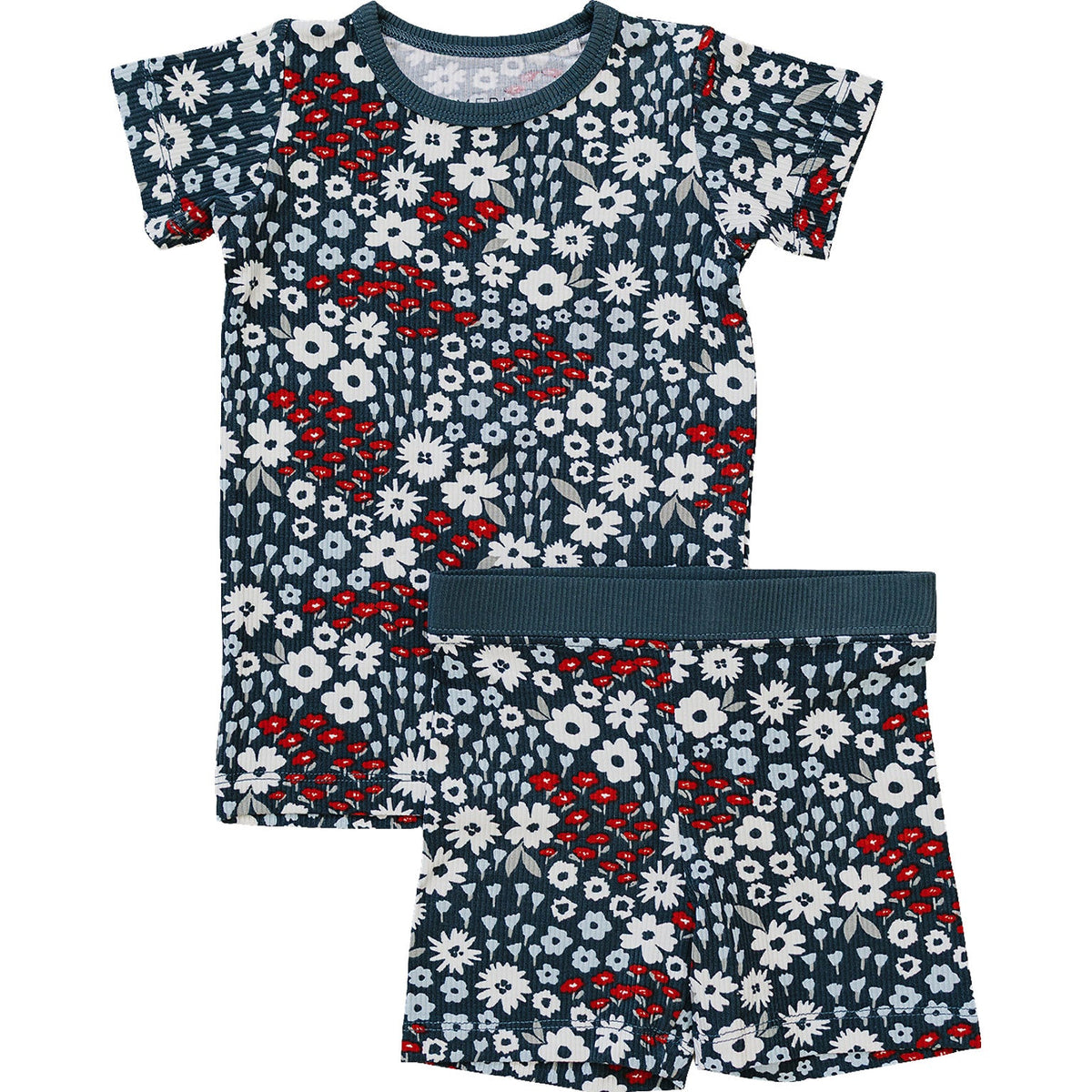 Americana Floral Ribbed Bamboo Cozy Short Set
