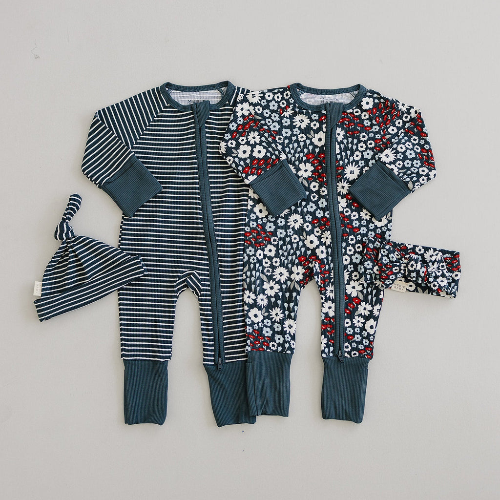 Americana Floral Ribbed Bamboo Zipper