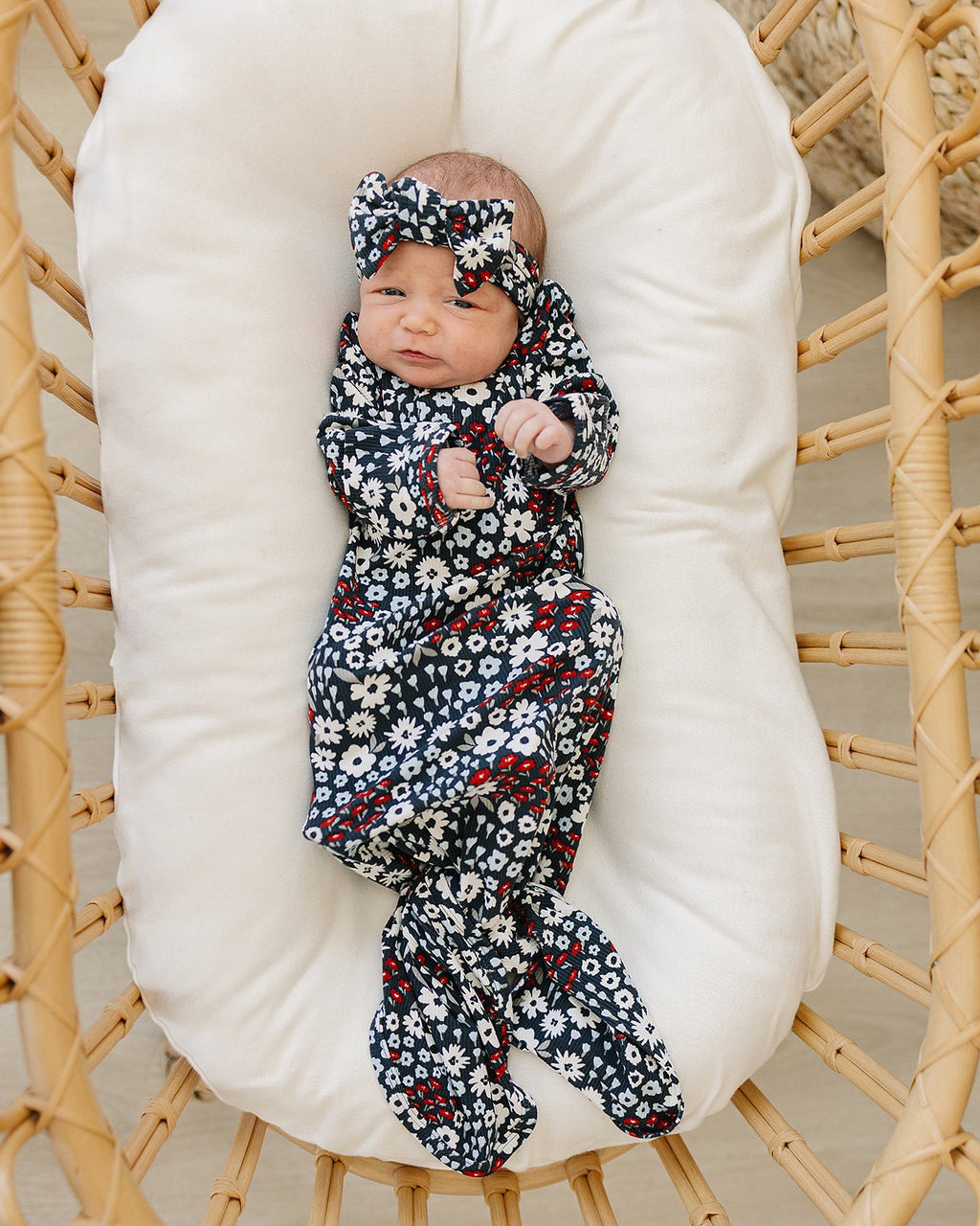 Americana Floral Ribbed Bamboo Head Wrap